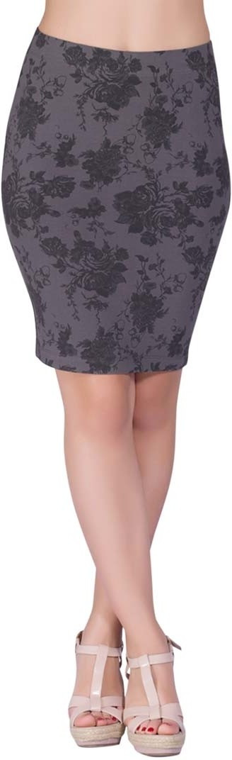 Voustyle Printed Womens Tube Grey Skirt