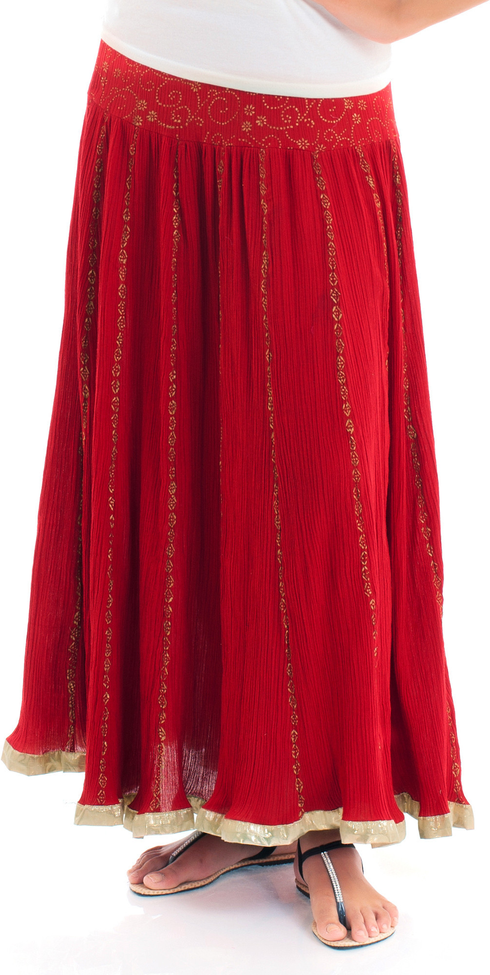 Naksh Jaipur Self Design Womens Broomstick Red Skirt
