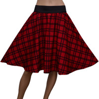 Grace Diva Checkered Women's Gathered Red Skirt