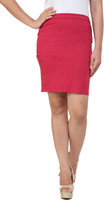 Cottinfab Solid Women's Pencil Maroon Skirt
