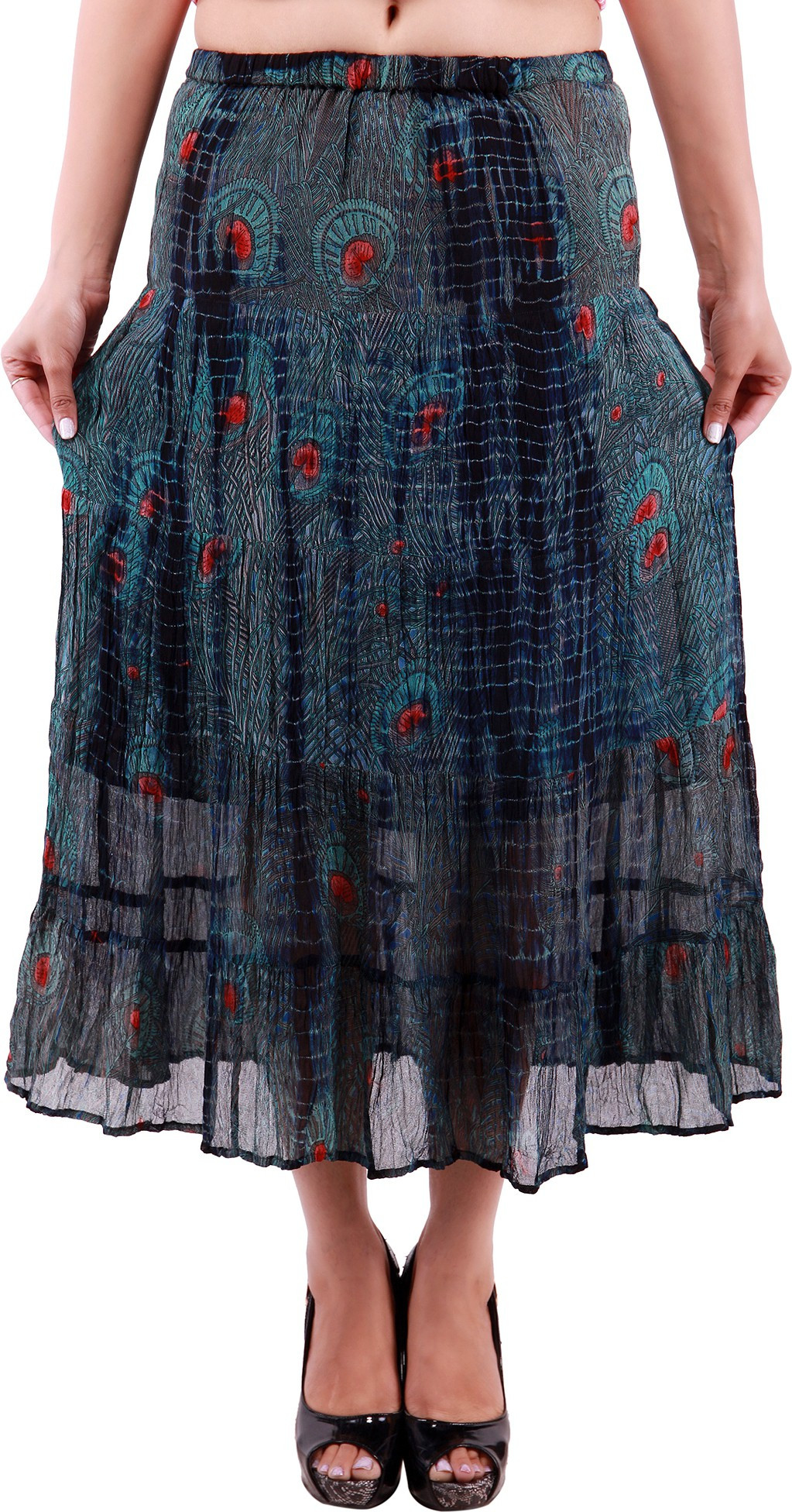 Goodwill Impex Printed Womens A-line Blue Skirt