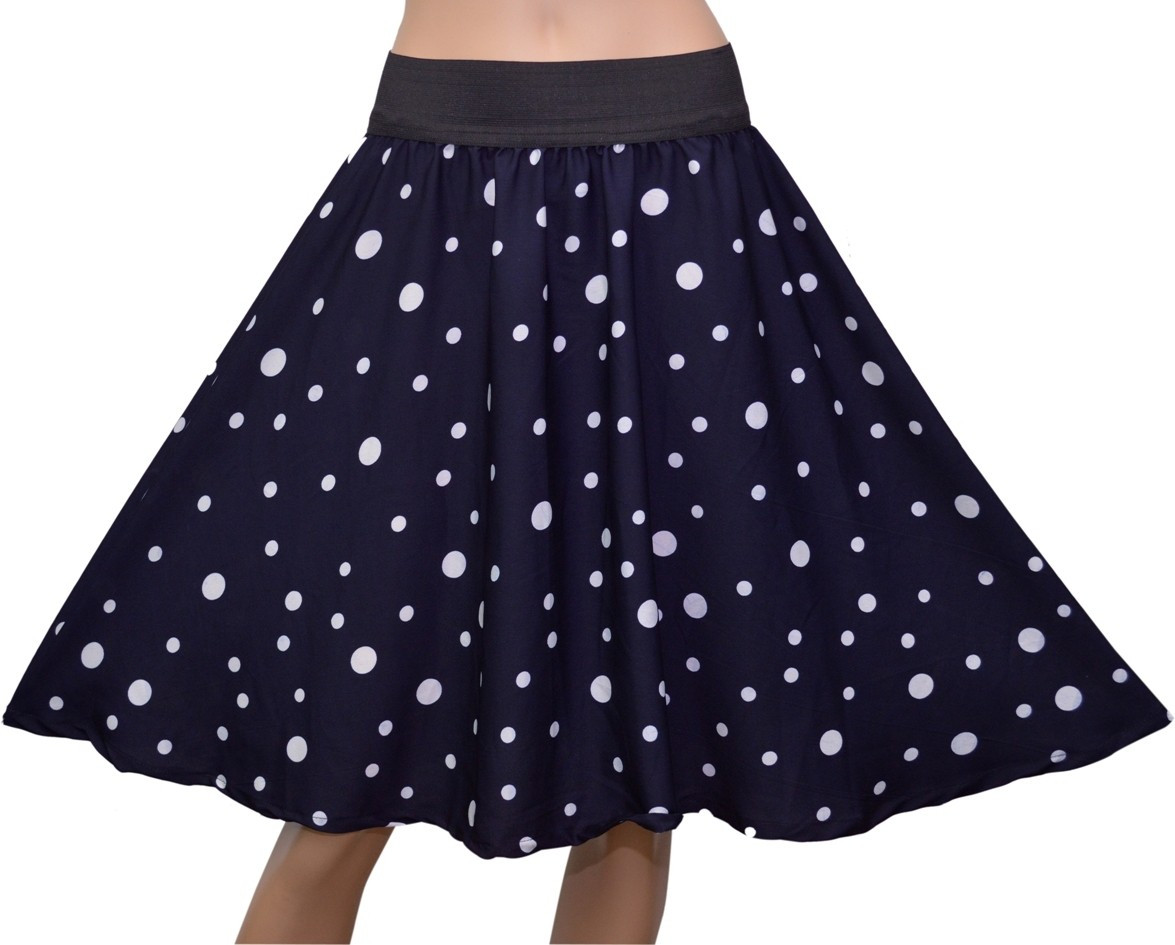 GraceDiva Polka Print Womens Gathered Blue Skirt