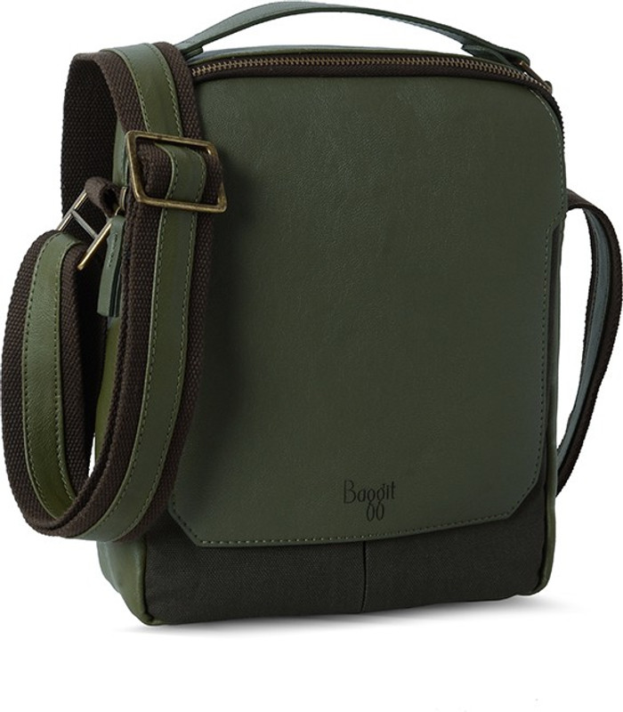 Baggit Men Green Leatherette Sling Bag Online Baggit Men Green Leatherette Sling Bag
