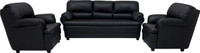 Wood Pecker Leatherette 3 + 1 + 1 Black Sofa Set(Configuration - Straight)