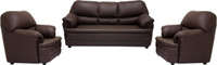 Wood Pecker Tulip Solid Wood 3 + 1 + 1 Brown Sofa Set(Configuration - U-Shaped)