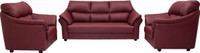 Wood Pecker Lotus Solid Wood 3 + 1 + 1 Burgundy Sofa Set(Configuration - U-Shaped)