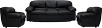 Wood Pecker Lavendar Solid Wood 3 + 1 + 1 Black Sofa Set(Configuration - U-Shaped)