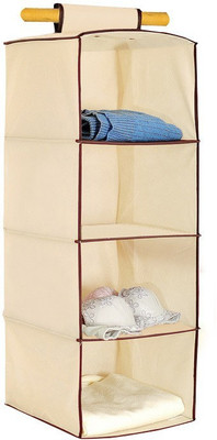 Pindia Fancy & Foldable 4 Layer Cream Hanging Storage Wardrobe Almirah Accessories Organizer, Regular Organizer( ) available at Flipkart for Rs.399