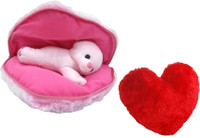 Saugat Traders Big Heart Teddy With Small Heart  - 9.84 Inch(Red, Pink) RS.499.00