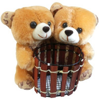 Saugat Traders Couple Teddy Pen Stand  - 6.3 Inch(Multicolor) RS.419.00