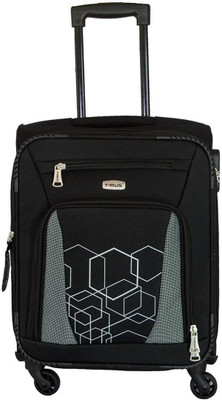 Timus MOROCCO SPINNER 55 CM 4 WHEEL STROLLEY SUITCASE Expandable Cabin Luggage - 20 inch(Black)