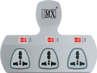 MX Universal Adaptor 3 Socket Surge Protector(Multicolor)