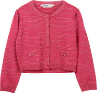 Beebay Solid Round Neck Casual Girls Orange Sweater RS.573.00