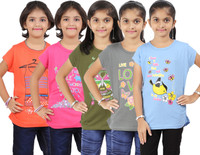 Bes-Tex Girls Printed T Shirt(Multicolor) RS.639.00