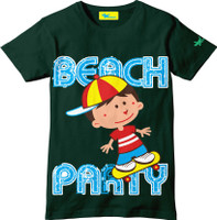 Grasshopr Boys Graphic Print T Shirt(Dark Green)