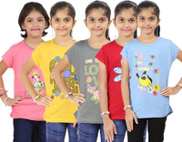 Bes-Tex Girls Printed T Shirt(Multicolor) RS.499.00