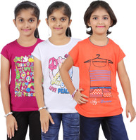 Bes-Tex Girls Printed T Shirt(Multicolor)