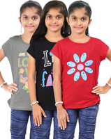 Bes-Tex Girls Printed T Shirt(Multicolor) RS.429.00