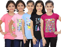 Bes-Tex Girls Printed T Shirt(Multicolor) RS.639.00