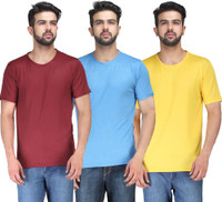TSX Solid Men's Round Neck Multicolor T-Shirt(Pack of 3)