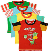 Myfaa Boys Printed T Shirt(Multicolor)