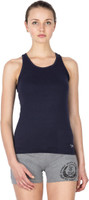 Lovable Solid Women's Round Neck Dark Blue T-Shirt