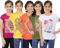 Bes-Tex Girls Printed T Shirt(Multicolor) RS.639.00