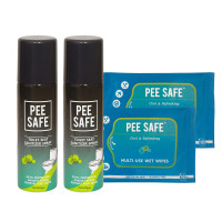 Pee Safe Comboo of Sanitizer and wet wipes Toilet Cleaner(2 ml, Pack of 2) RS.420.00