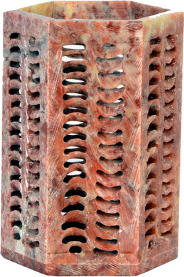 Avinash Handicrafts Stone Brush Holder (Hexagonal) 4x2.5 inch carved Stoneware Toothbrush Holder
