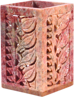 Avinash Handicrafts Stone Brush Holder (Square) 4x2.5 inch carved Stoneware Toothbrush Holder