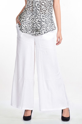 Aaina Skirts, Trousers - Aaina Regular Fit Women's White Trousers