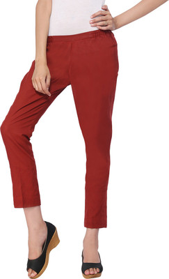 Delfe Skirts, Trousers - Delfe Slim Fit Women's Maroon Trousers