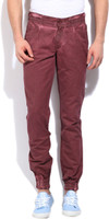 John Players Slim Fit Men's Maroon Trousers