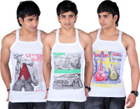 White Moon Men's Vest(Pack of 3)