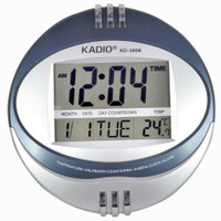Kadio Digital 28 cm Dia Wall Clock(Blue, Silver, Without Glass)