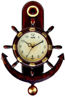 Cedar Plaza Anchor and Steering Pendulam Analog Wall Clock(Dark Wooden, With Glass)