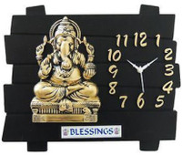 A&A Blessings Analog Wall Clock(Black Golden, Without Glass)