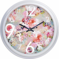 The Fat Cat Analog Wall Clock(Pearl White, With Glass)