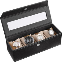 Ecoleatherette Deco Watch Box(Black, Holds 4 Watches) RS.699.00