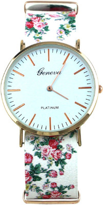Geneva Platinum Without Seconds Movement Ultra Thin Floral Strap Analog Watch - For Women, Girls