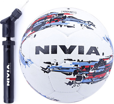 NIVIA Storm Football + Double Action Ball Pump Football - Size: 5(Pack of 2, White)