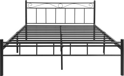 FurnitureKraft London Metal Queen Bed(Finish Color - Black, Delivery Condition - Knock Down)