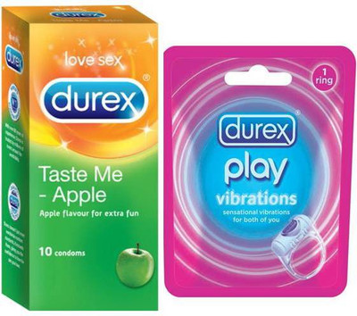 Durex Taste Me Apple and Play Vibrator Combo Condom(Set of 2, 11S)
