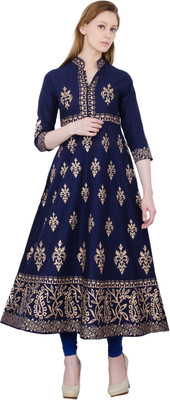 Zoeyams Women Printed Anarkali Kurta(Blue)