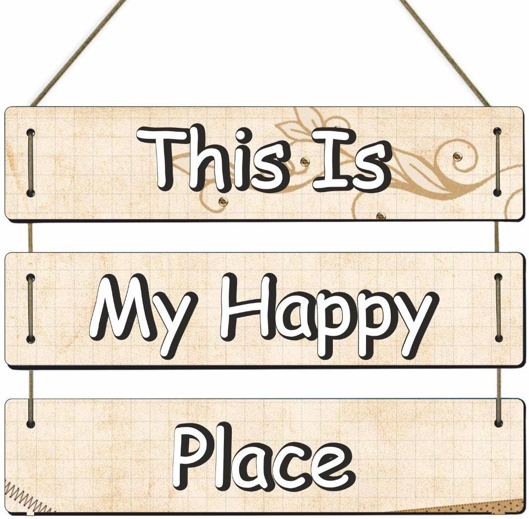 This is My Happy Place Home Quote Wall Hanging Board Plaque