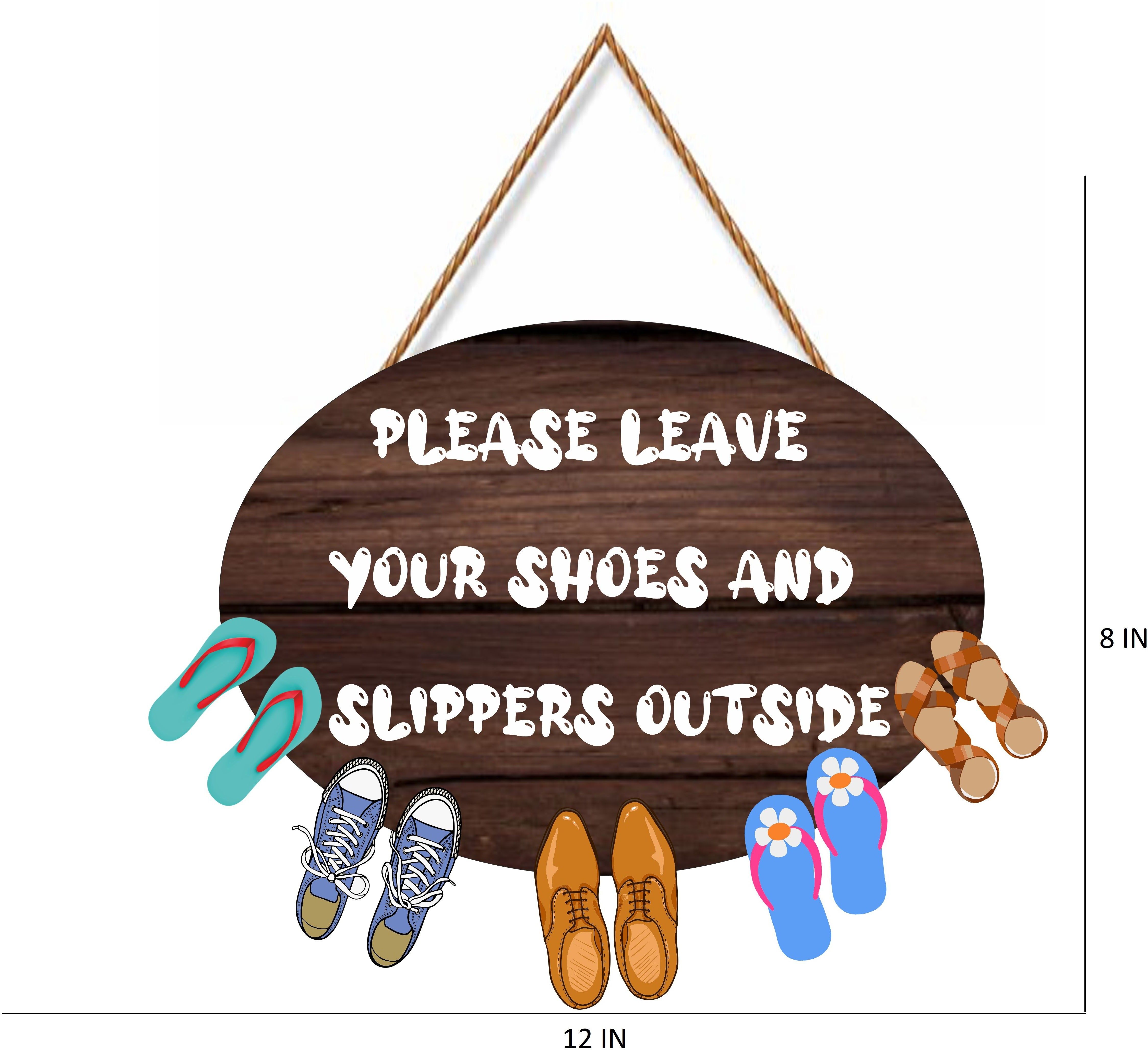 Please Leave Your Shoes And Sliiper Outside Wooden Shoes Hanging for Home door