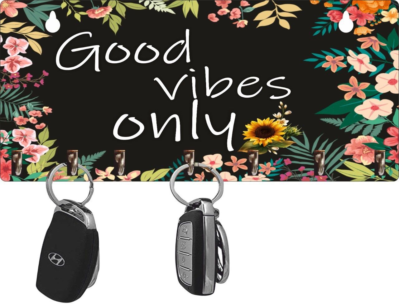 Good Vibes Only Beautiful Wooden Key holder For Home Wall decoration