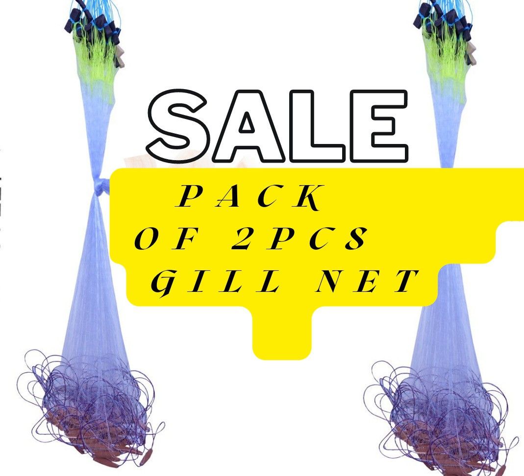YASHNET GILLNET 1 AND HALF FINGER GILLNET 35MM HOLE SIZE 50TO60 FEET LENGTH PACK OF 2 Fishing Net (Multicolor) — photo 1