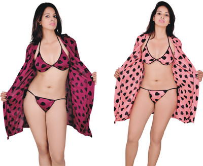 Kanika Women Nighty with Robe(Multicolor)