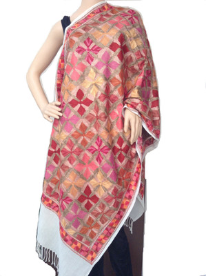 MATELCO Pashmina, Wool Embroidered Women Shawl(Multicolor)